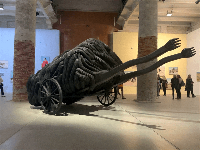 Wastelands, sculpture by New Zealand artist Brett Graham, at La Biennale di Venezia / the Venice Biennale 2024 (Venice, Italy)